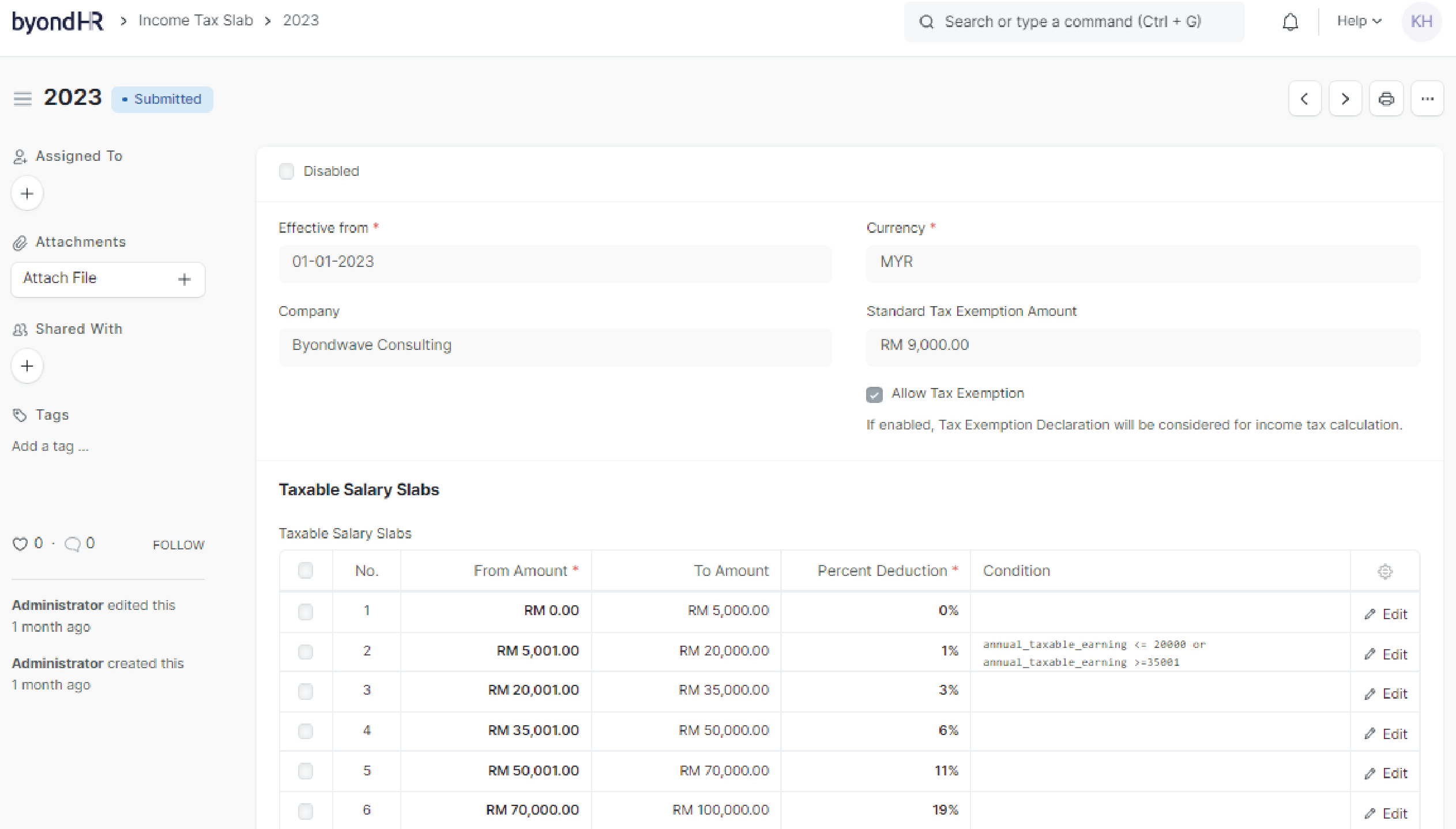 Screenshot of Payroll Period Feature.